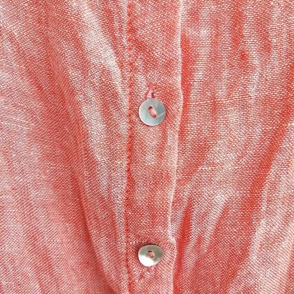 Tahari Plus Size 100% Linen Button Up Tunic Coastal Lagenlook Orange Peach 2X - Picture 9 of 15